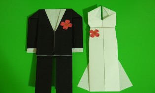 I will make a pair of trendy origami wedding dress and suit for you
